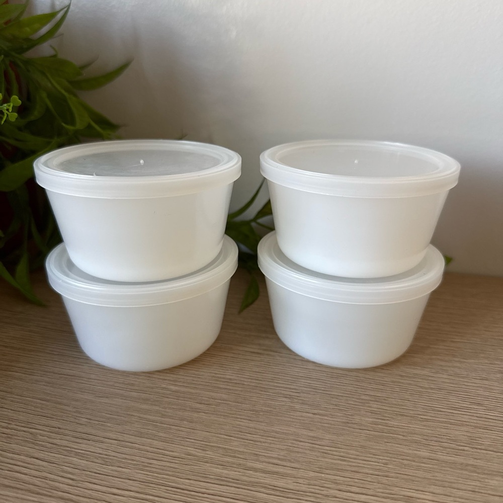 White Glasbake Storage Containers